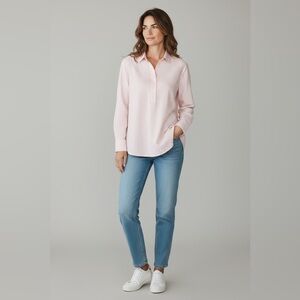 Aerie Quarter Button Tunic Pink Stripe Size XS